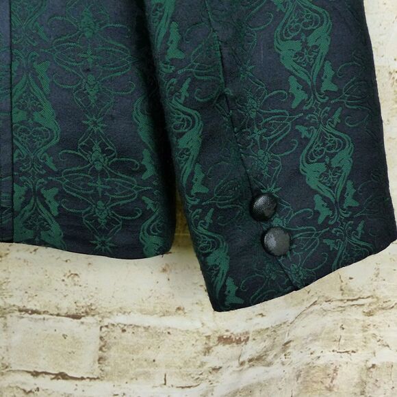 Y2K Lip Service Blacklist Jacket Men XL Black Green Brocade Jacquard Goth Rock - Picture 12 of 16